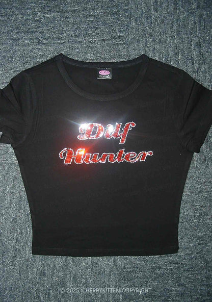 Rhinestone Green Hunter Y2K Baby Tee Cherrykitten