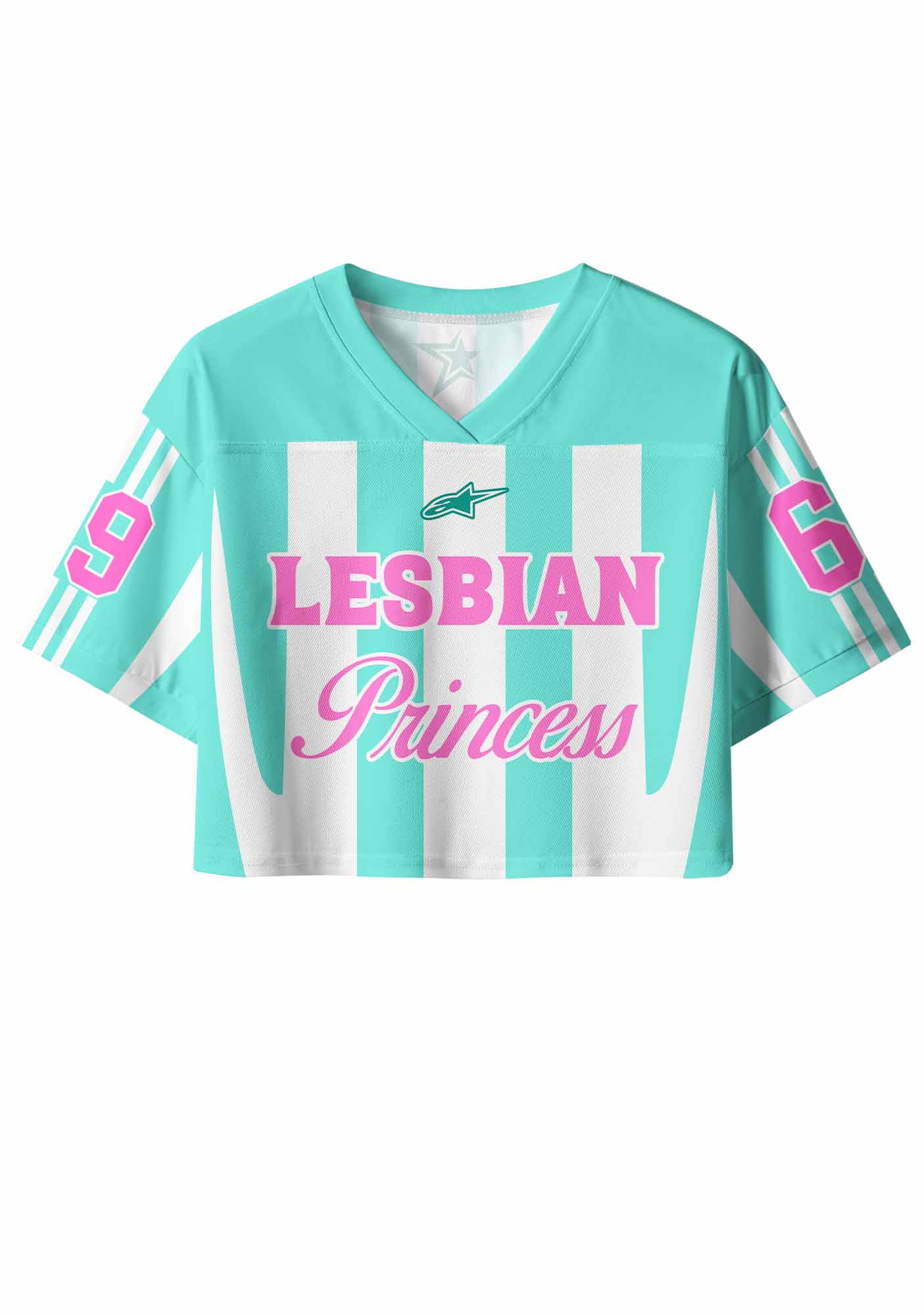 Mint Green Lesbian Princess Pride Y2K Crop Sport Jersey Shirts Cherrykitten