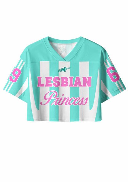 Mint Green Lesbian Princess Pride Y2K Crop Sport Jersey Shirts Cherrykitten