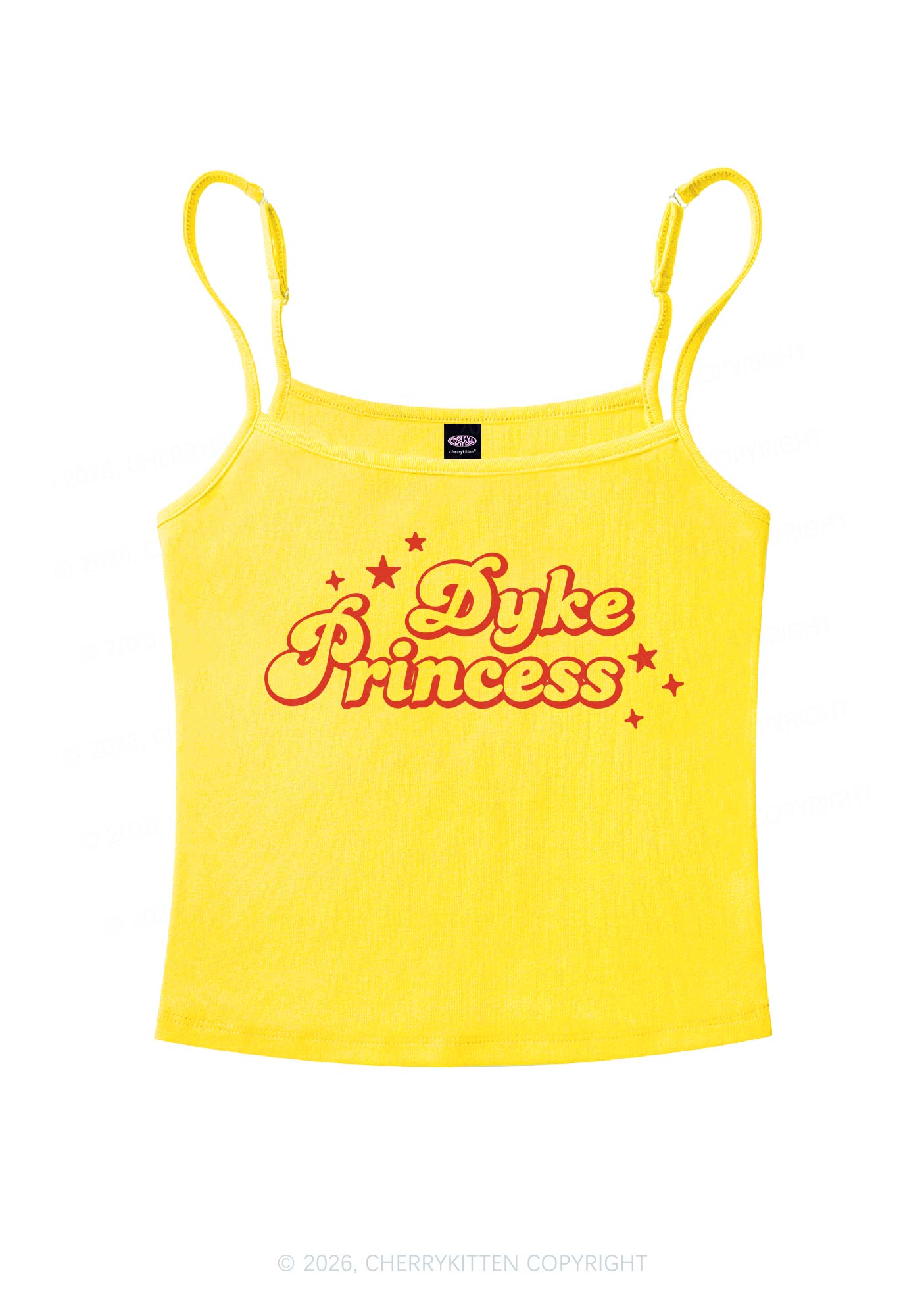 Dyke Princess Pride Y2K Spaghetti Strap Cami Cherrykitten