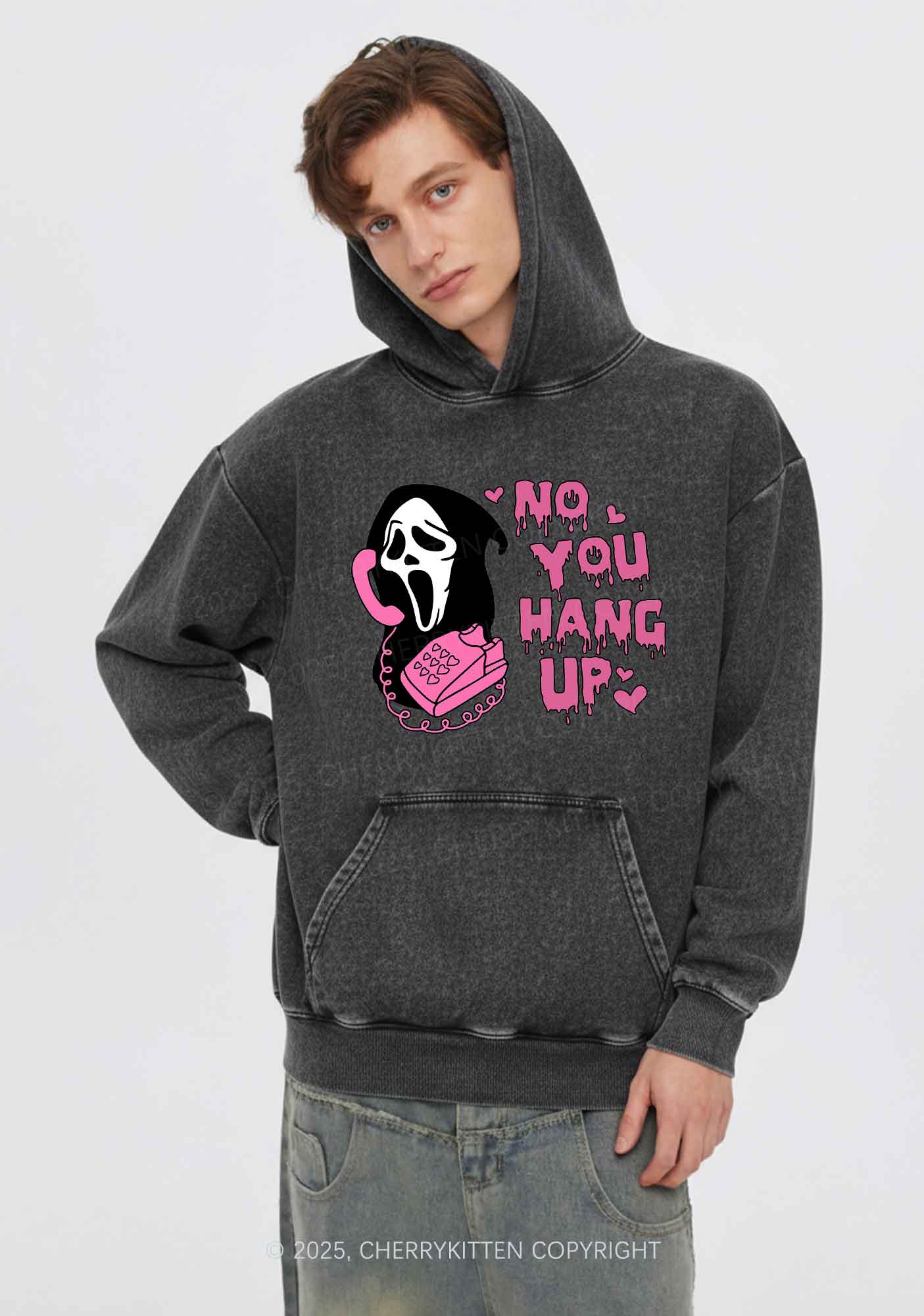 Halloween No You Hang Up Y2K Washed Hoodie Cherrykitten