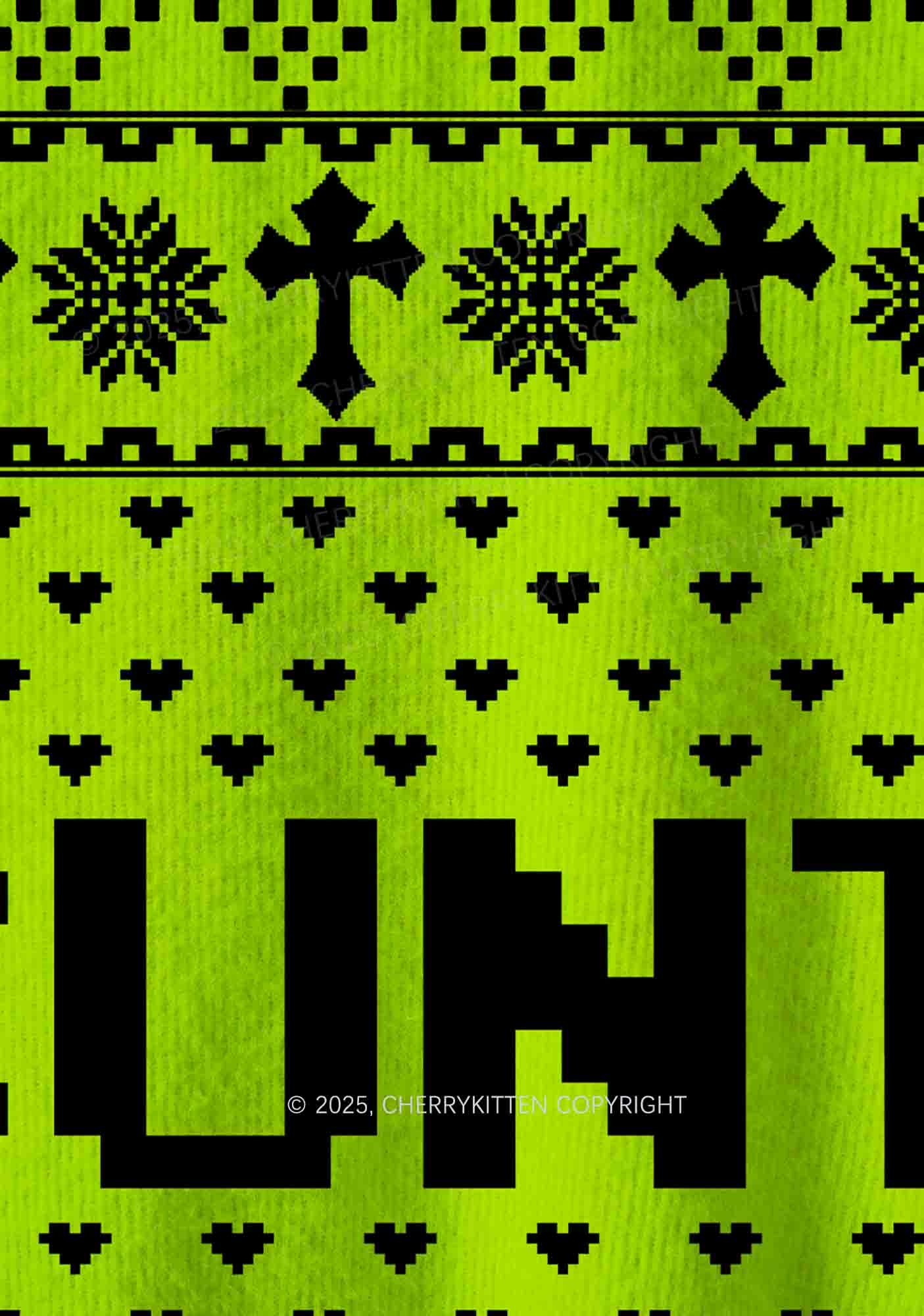 Green Cxxt Y2K Christmas Knit Sweatshirt Cherrykitten