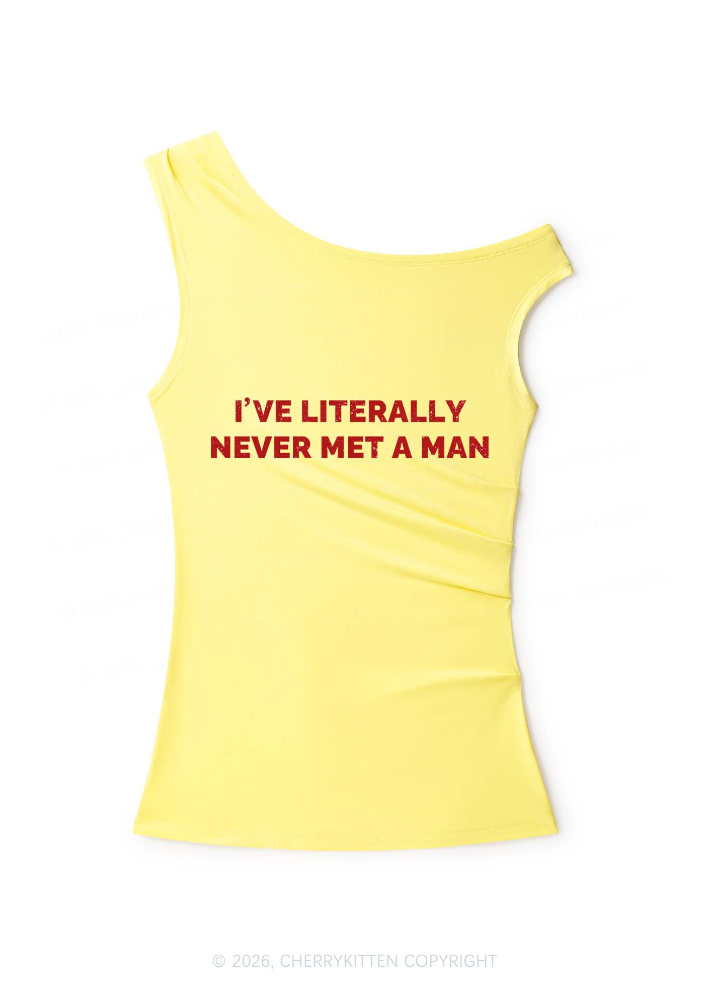 Never Met A Man Pride Y2K Off Shoulder Tank Top Cherrykitten
