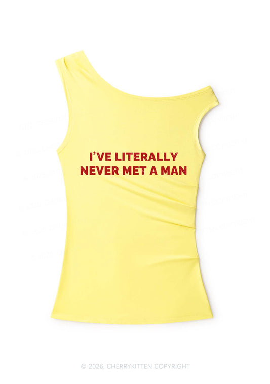 Never Met A Man Pride Y2K Off Shoulder Tank Top Cherrykitten