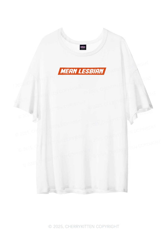 Mean Lesbian Pride Y2K Sheer Boyfriend Tee Cherrykitten