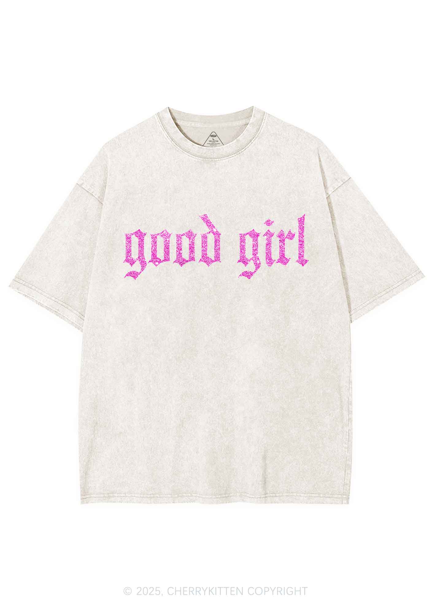 Glitter Good Girl Y2K Shirts Washed Tee Cherrykitten