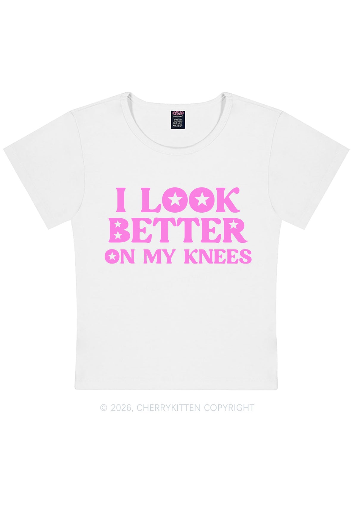 I Look Better On My Knees Y2K Baby Tee Cherrykitten