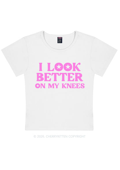 I Look Better On My Knees Y2K Baby Tee Cherrykitten