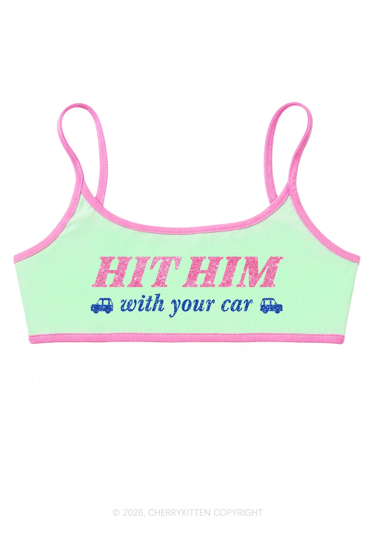 Glitter Hit Him Y2K Super Crop Cami Cherrykitten