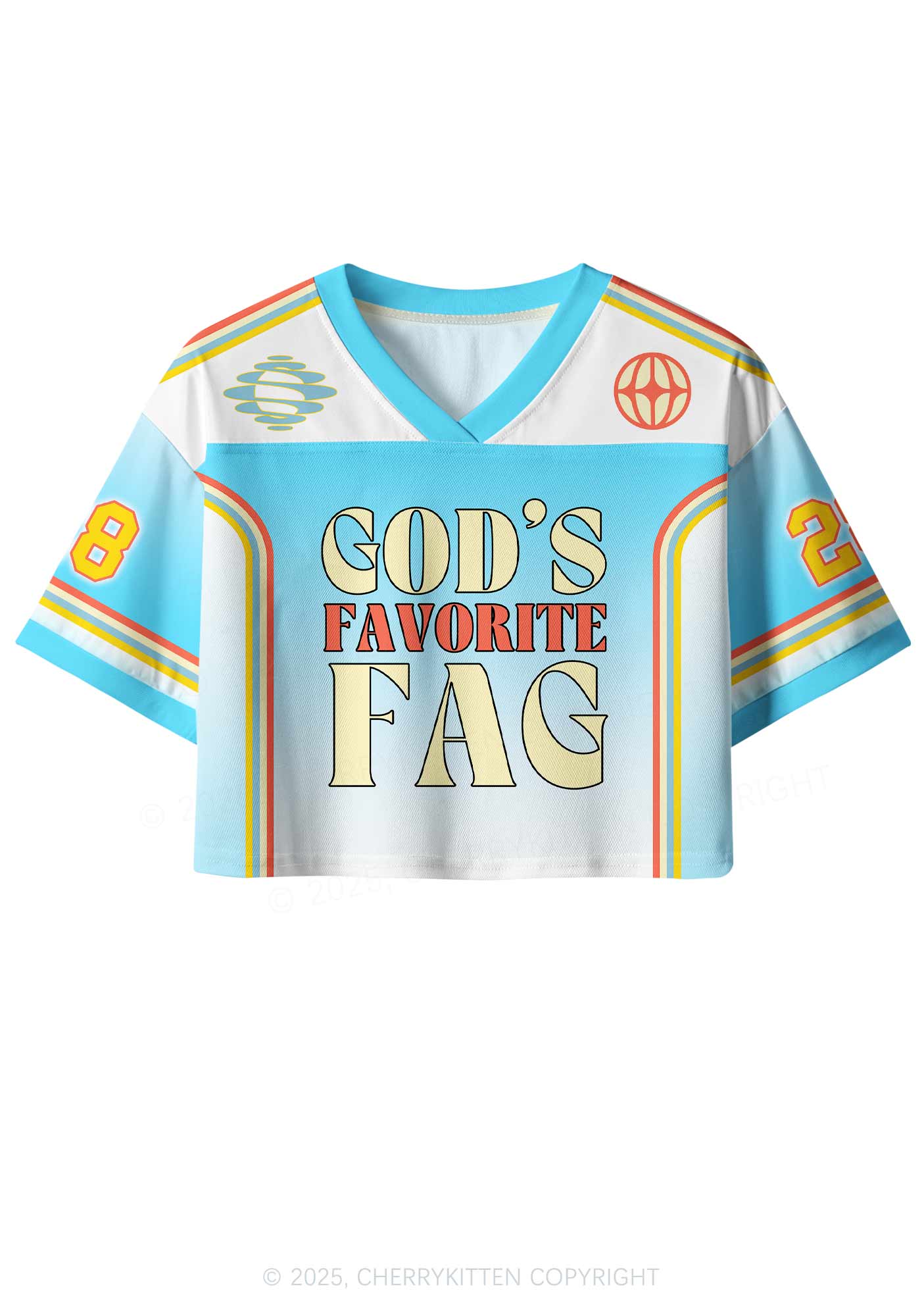 Custom Gods Fav Fag Pride Y2K Crop Sport Jersey Shirts Cherrykitten