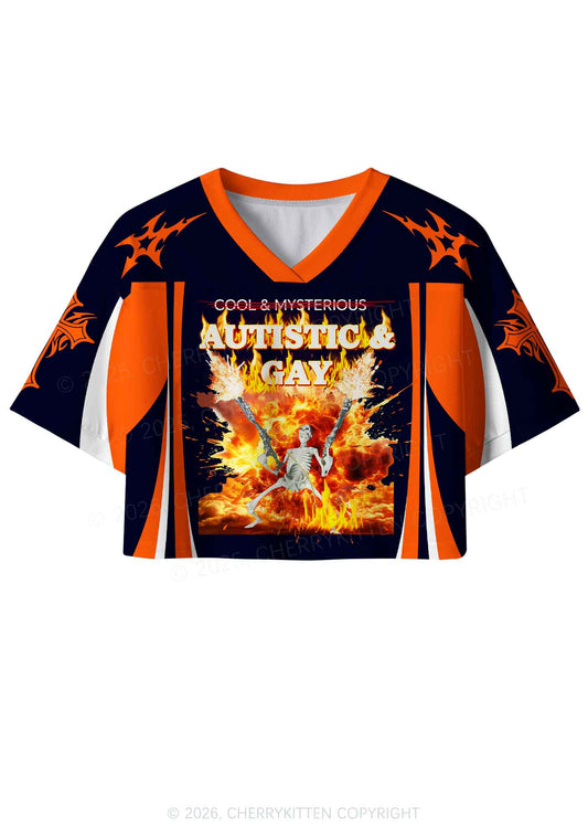 Autistic Gay Skeleton Pride Y2K Crop Sport Jersey Shirts Cherrykitten