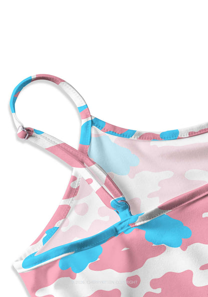 Trans Camouflage Pride Y2K Print Cami Crop Top Cherrykitten