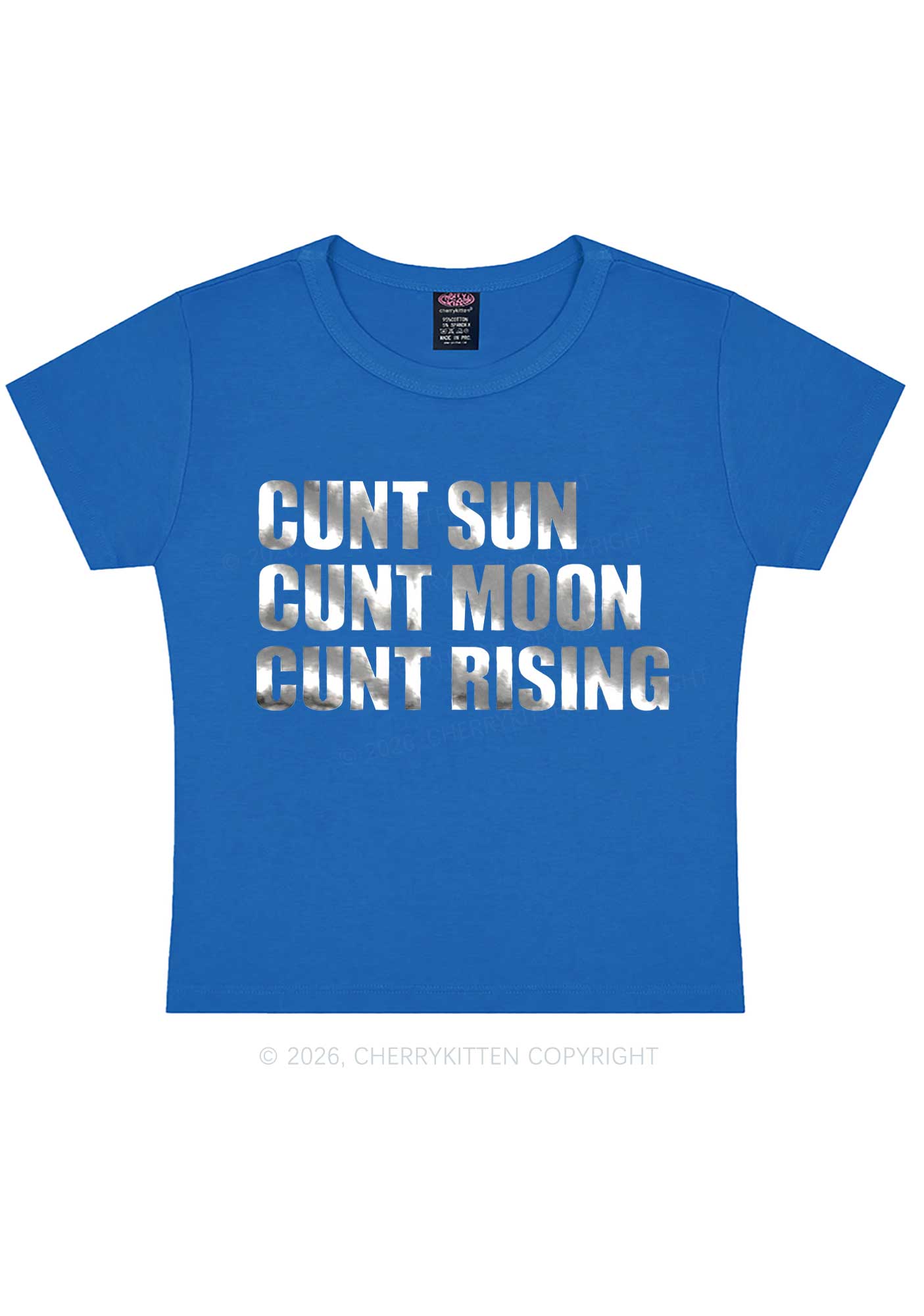 Cxxt Sun Moon Rising Silver Foil Printed Y2K Baby Tee Cherrykitten