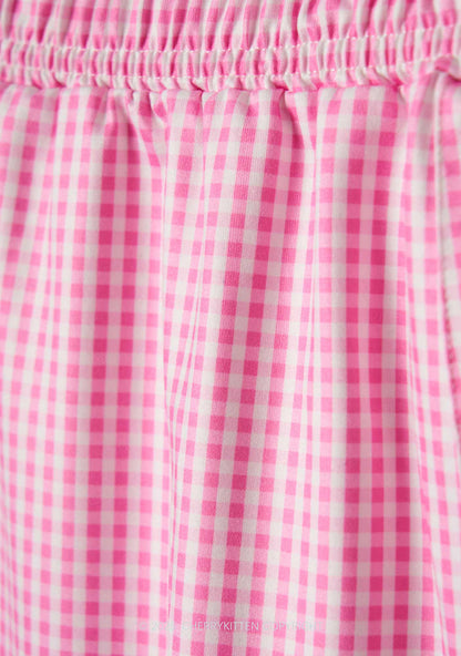 Plain Y2K Pink Gingham Boxer Men Shorts Cherrykitten
