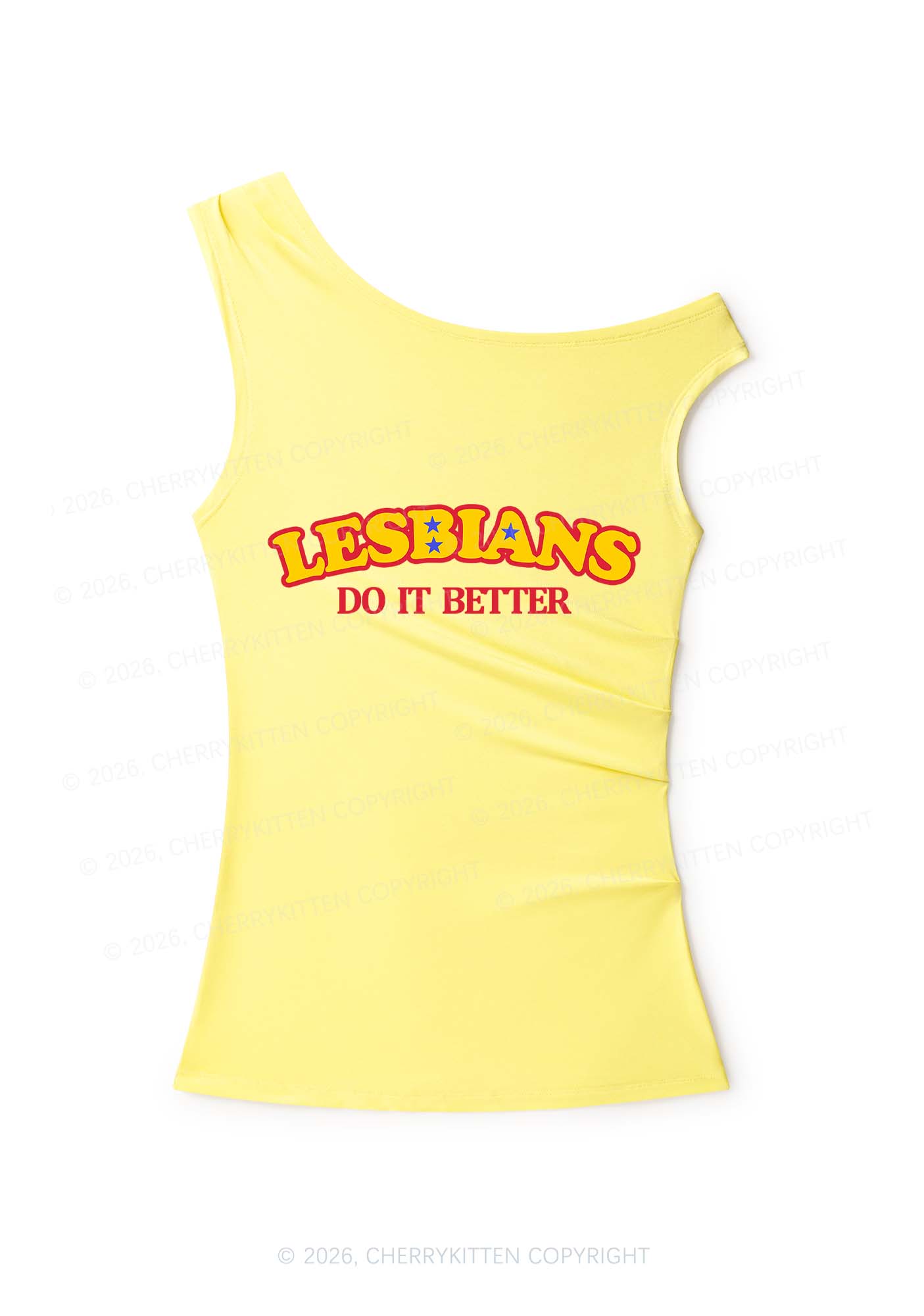 Lesbians Do It Better Pride Y2K Off Shoulder Tank Top Cherrykitten