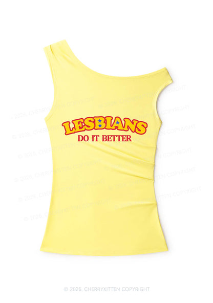 Lesbians Do It Better Pride Y2K Off Shoulder Tank Top Cherrykitten