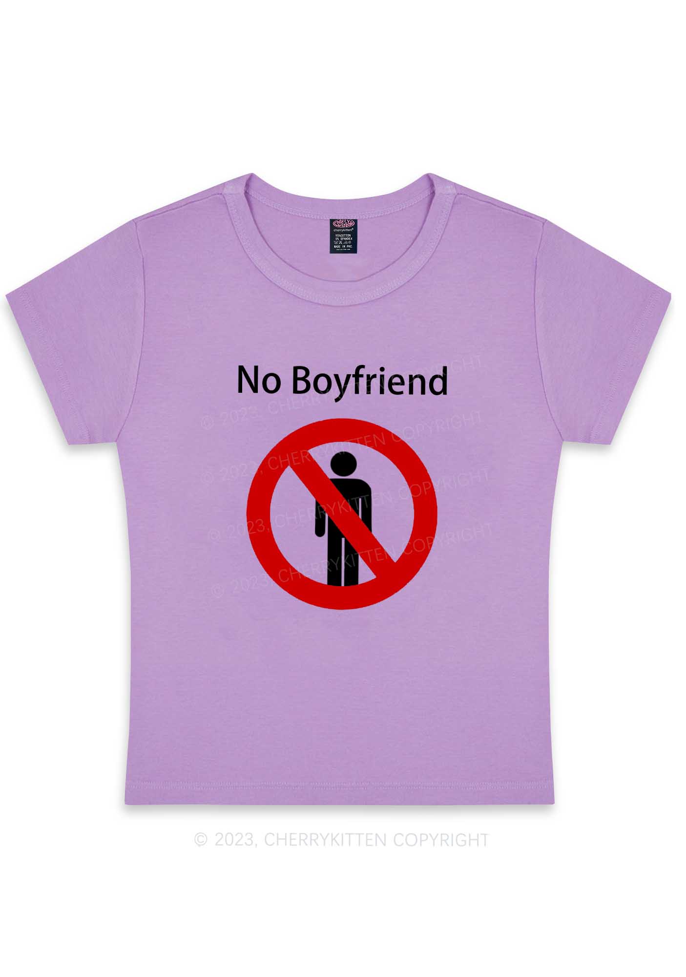 No Boyfriend Y2K Baby Tee Cherrykitten