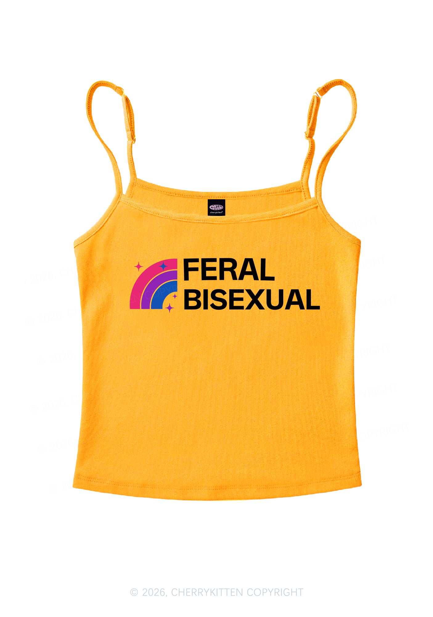 Feral Bisexual Pride Y2K Spaghetti Strap Cami Cherrykitten