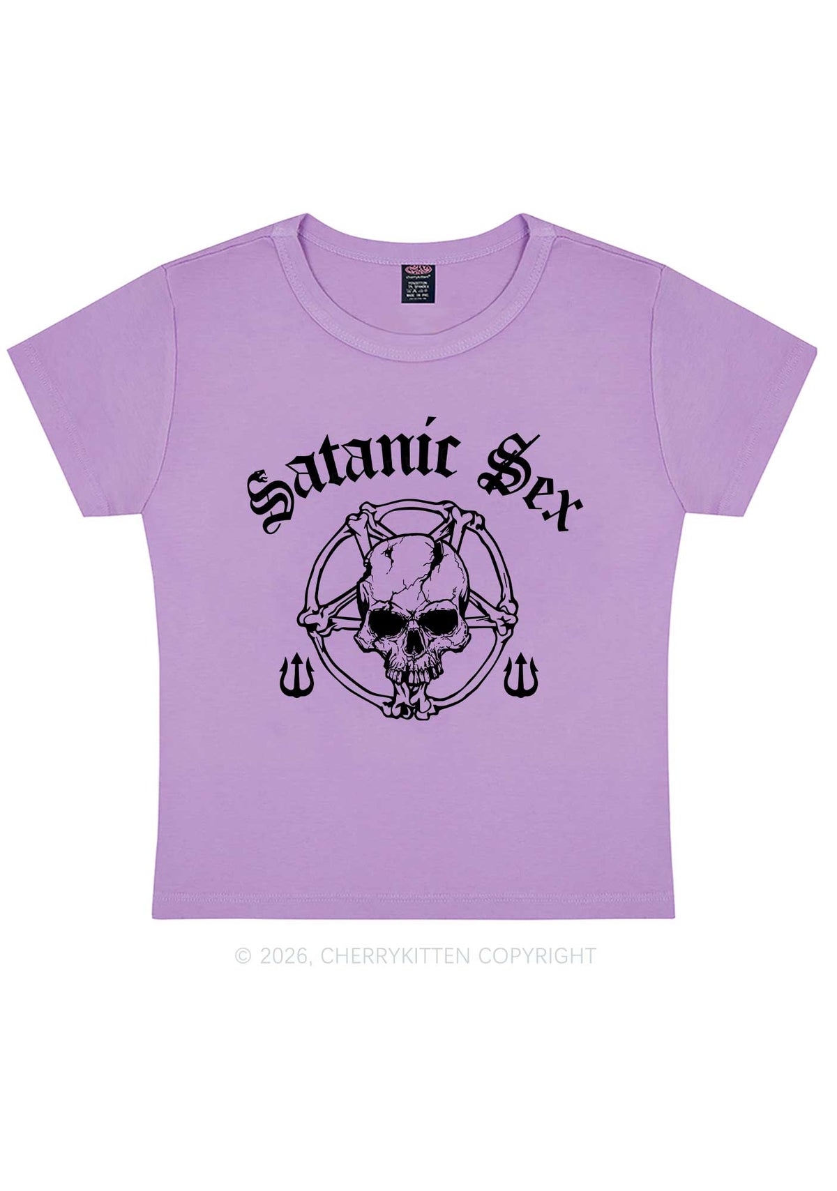Halloween Satanic Sx Skull Y2K Baby Tee Cherrykitten