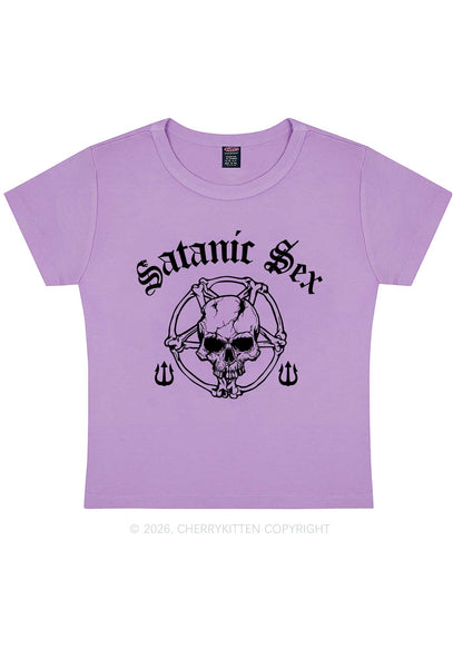 Halloween Satanic Sx Skull Y2K Baby Tee Cherrykitten