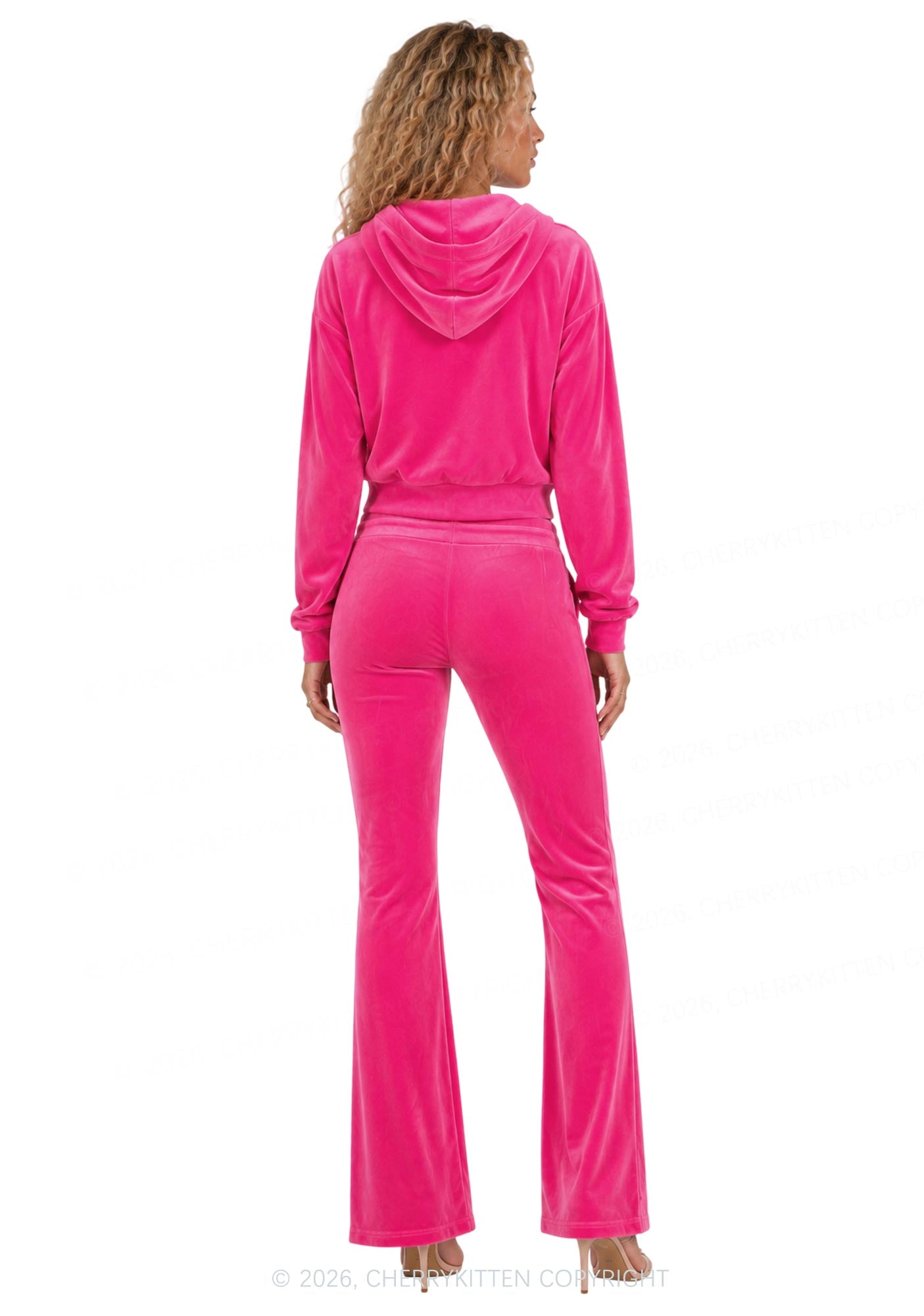 Plain Y2K Velvet Tracksuit Set Cherrykitten