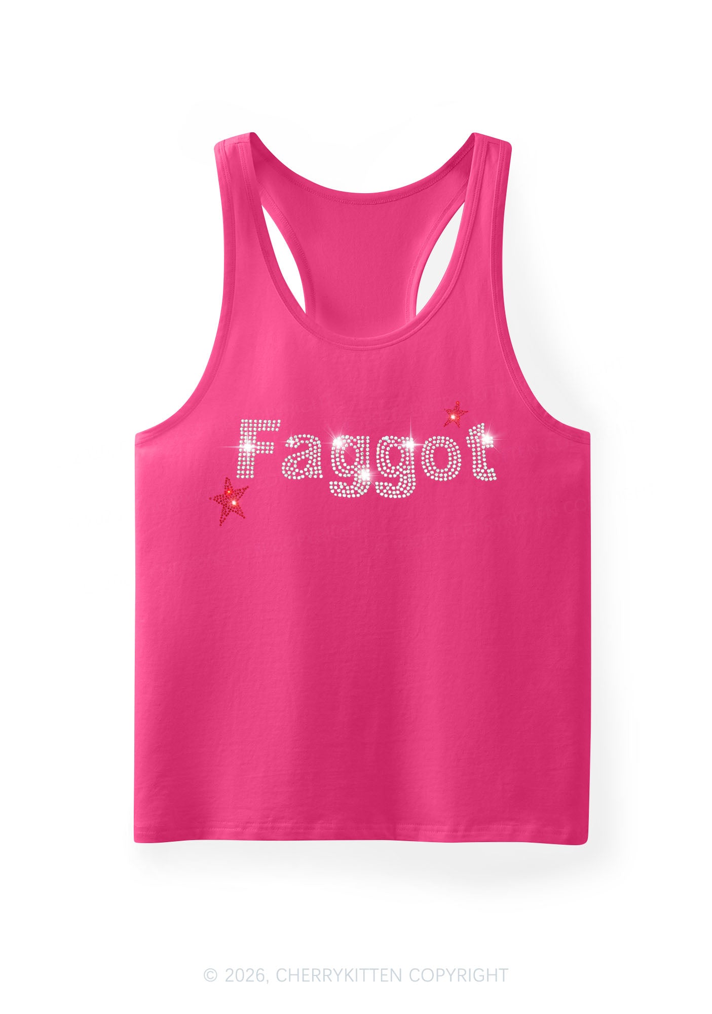 Rhinestone Faggot Pride Y2K Men Racerback Tank Top Cherrykitten