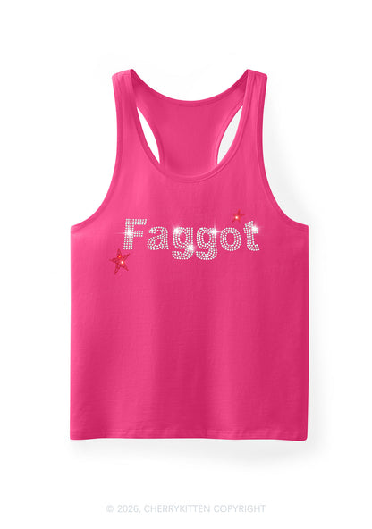 Rhinestone Faggot Pride Y2K Men Racerback Tank Top Cherrykitten