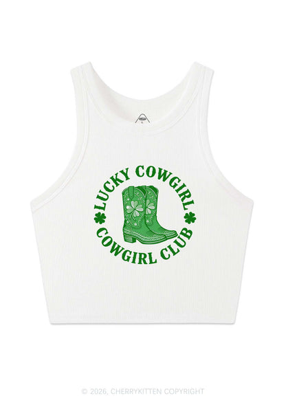 Lucky Cowgirl Club St Patricks Y2K Crop Tank Top Cherrykitten