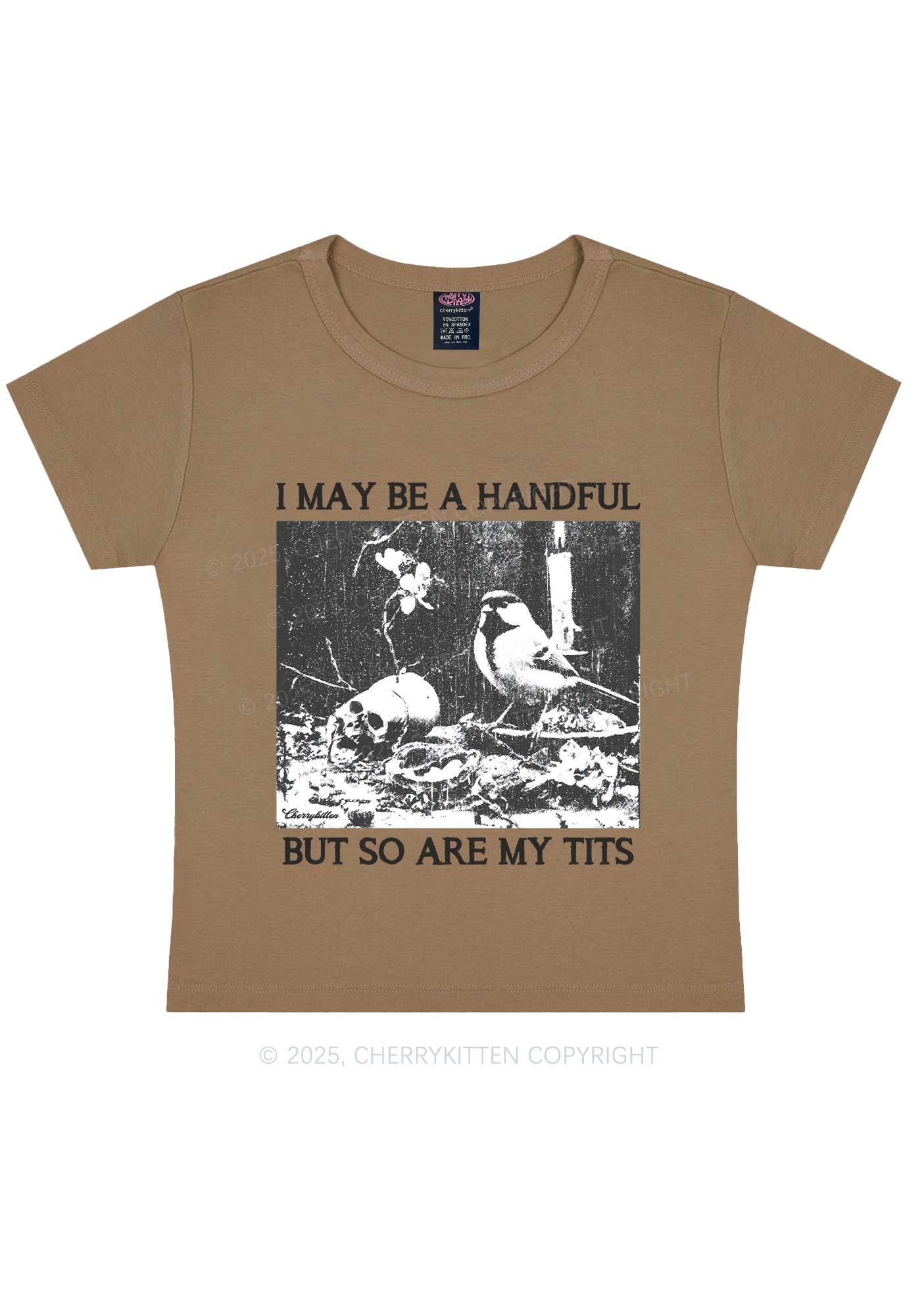 Halloween I May Be A Handful Y2K Baby Tee Cherrykitten