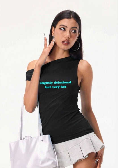 Slightly Delusional But Very Hot Y2K Off Shoulder Tank Top Cherrykitten