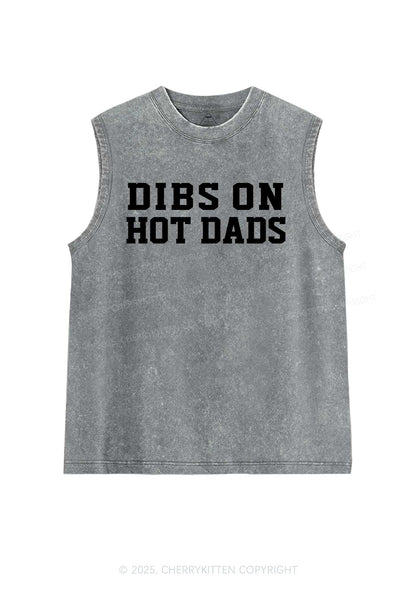 Dibs On Hot Dads Y2K Washed Muscle Tank Cherrykitten