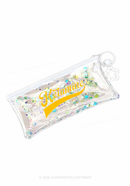Yellow Ketamxxe Y2K Quicksand Transparent Pencil Pouch Cherrykitten