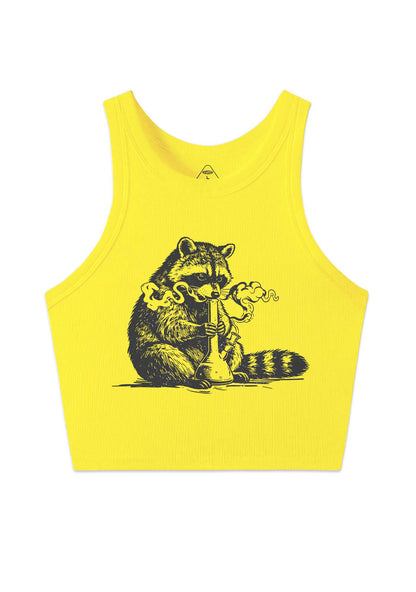 Stoned Raccoon Y2K Crop Tank Top Cherrykitten