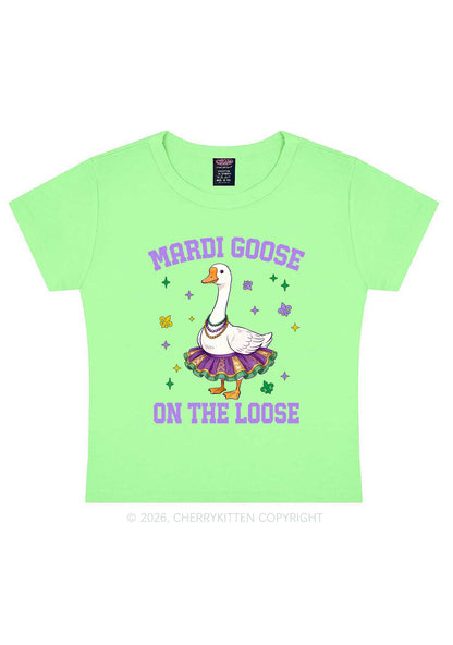Mardi Gras Goose Y2K Baby Tee Cherrykitten