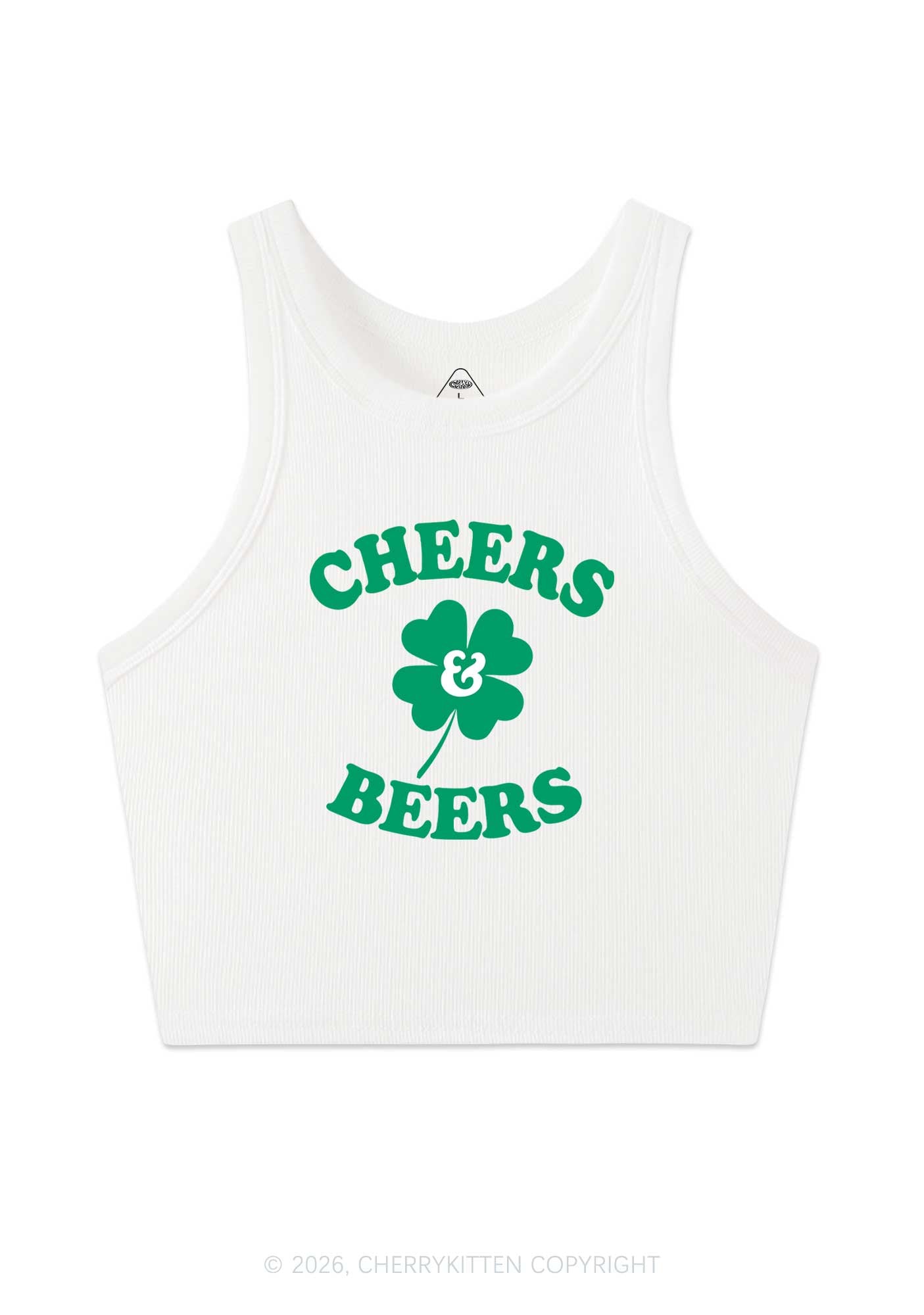 Cheers And Beers St Patricks Y2K Crop Tank Top Cherrykitten