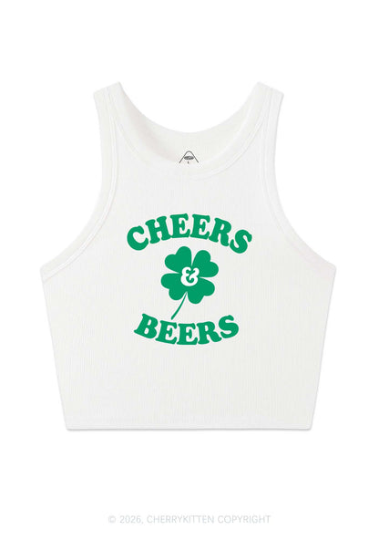 Cheers And Beers St Patricks Y2K Crop Tank Top Cherrykitten