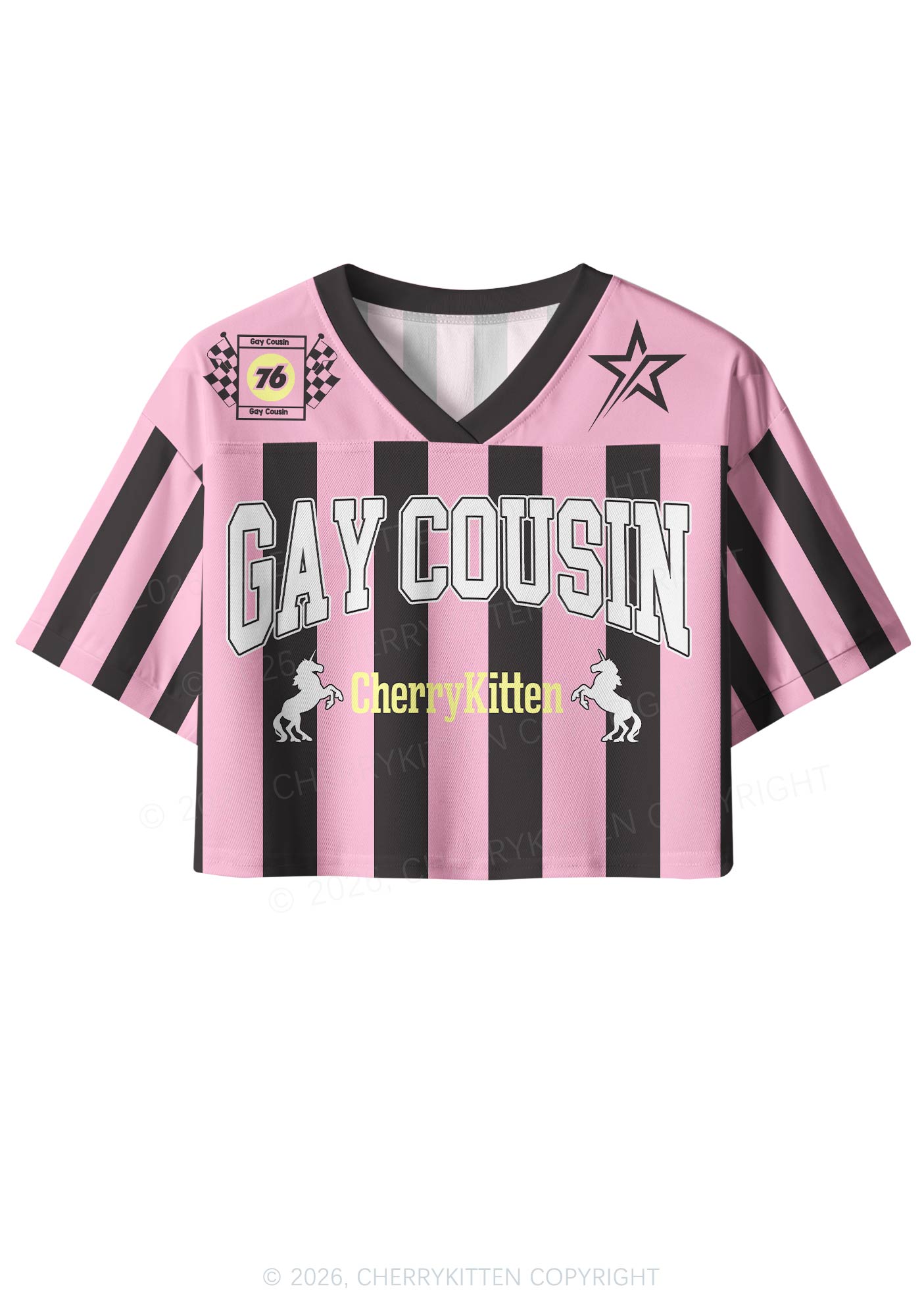 Gay Cousin Pride Y2K Crop Sport Jersey Shirts Cherrykitten
