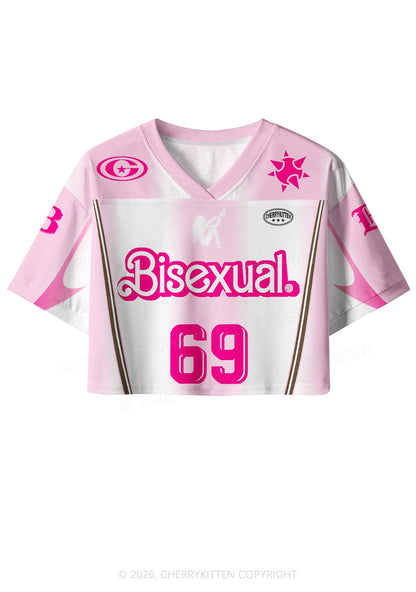Pink Bisexual Pride Y2K Crop Sport Jersey Shirts Cherrykitten