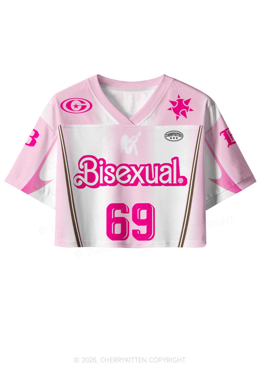 Pink Bisexual Pride Y2K Crop Sport Jersey Shirts Cherrykitten