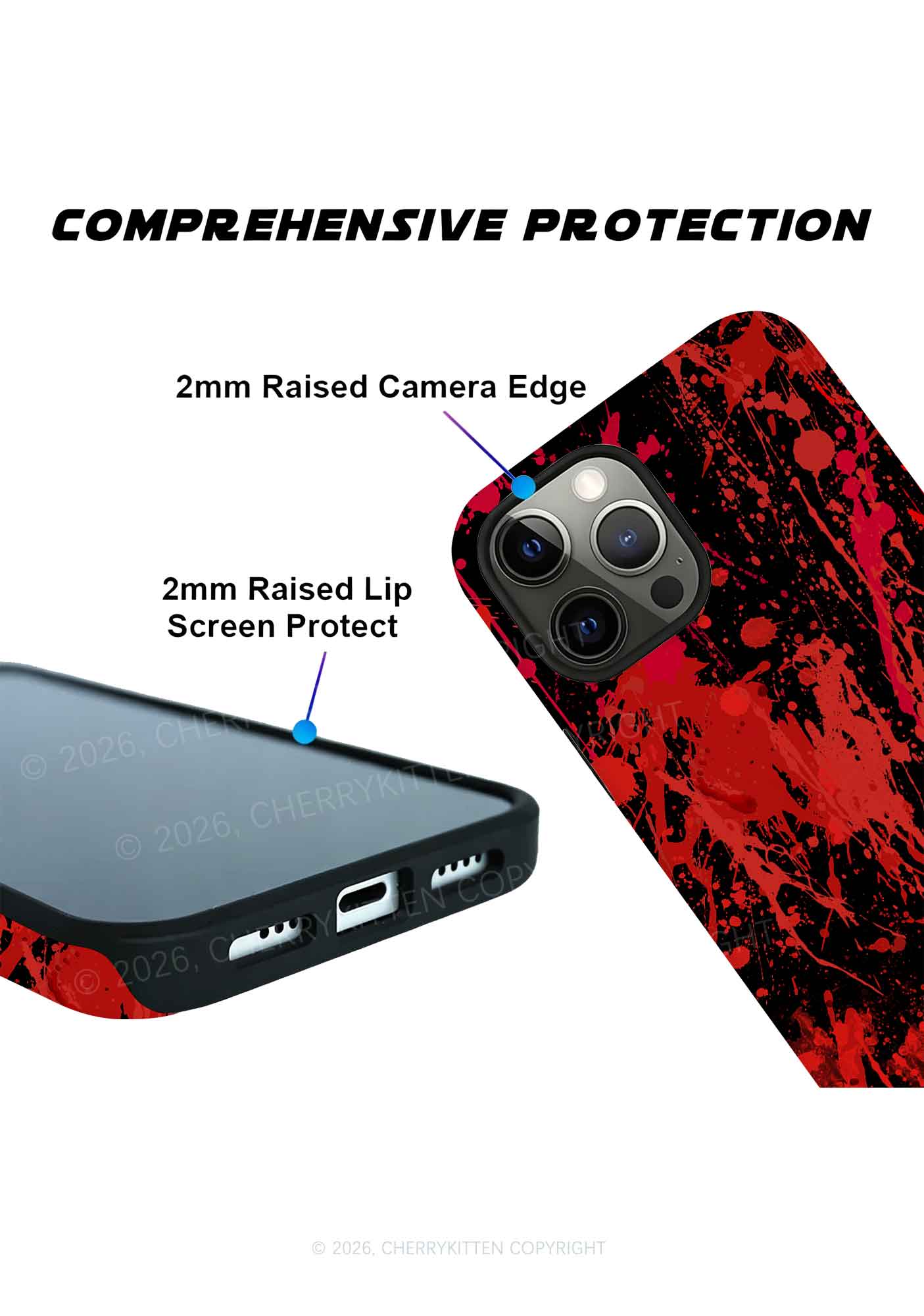 Halloween Red Blood On Black Y2K Phone Case Cherrykitten