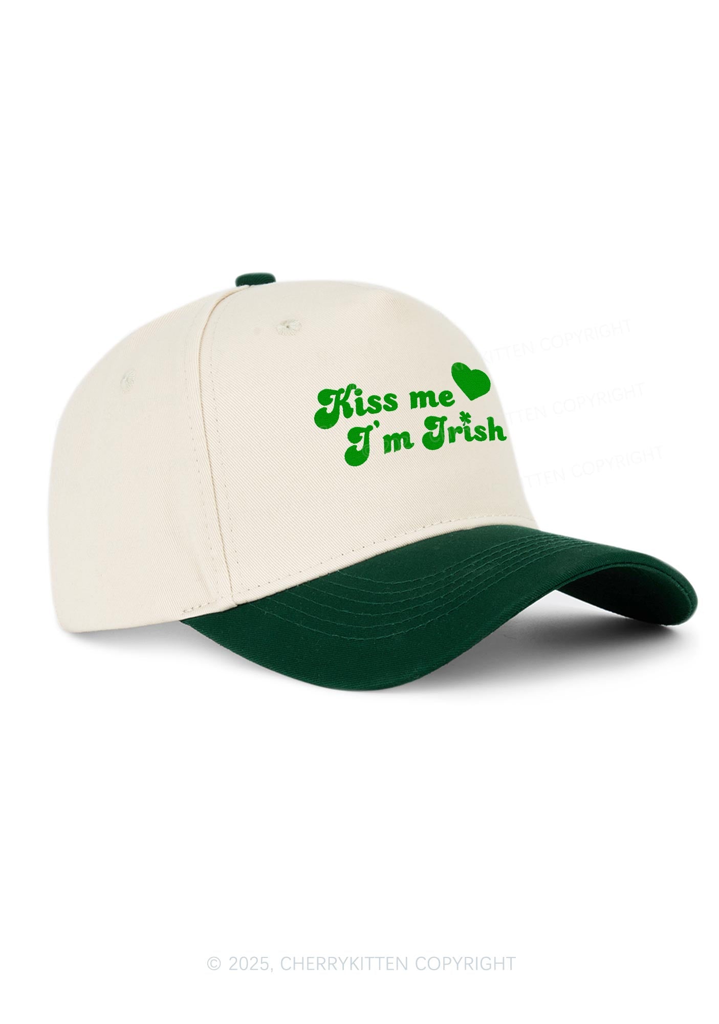 Embroidered Kiss Me Im Irish St Patricks Y2K Color Block Baseball Cap Cherrykitten