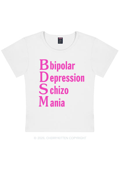 Bipolar Depression Schizo Mania Y2K Baby Tee Cherrykitten