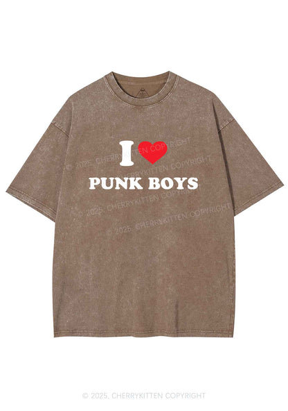 I Love Punk Boys Y2K Shirts Washed Tee Cherrykitten