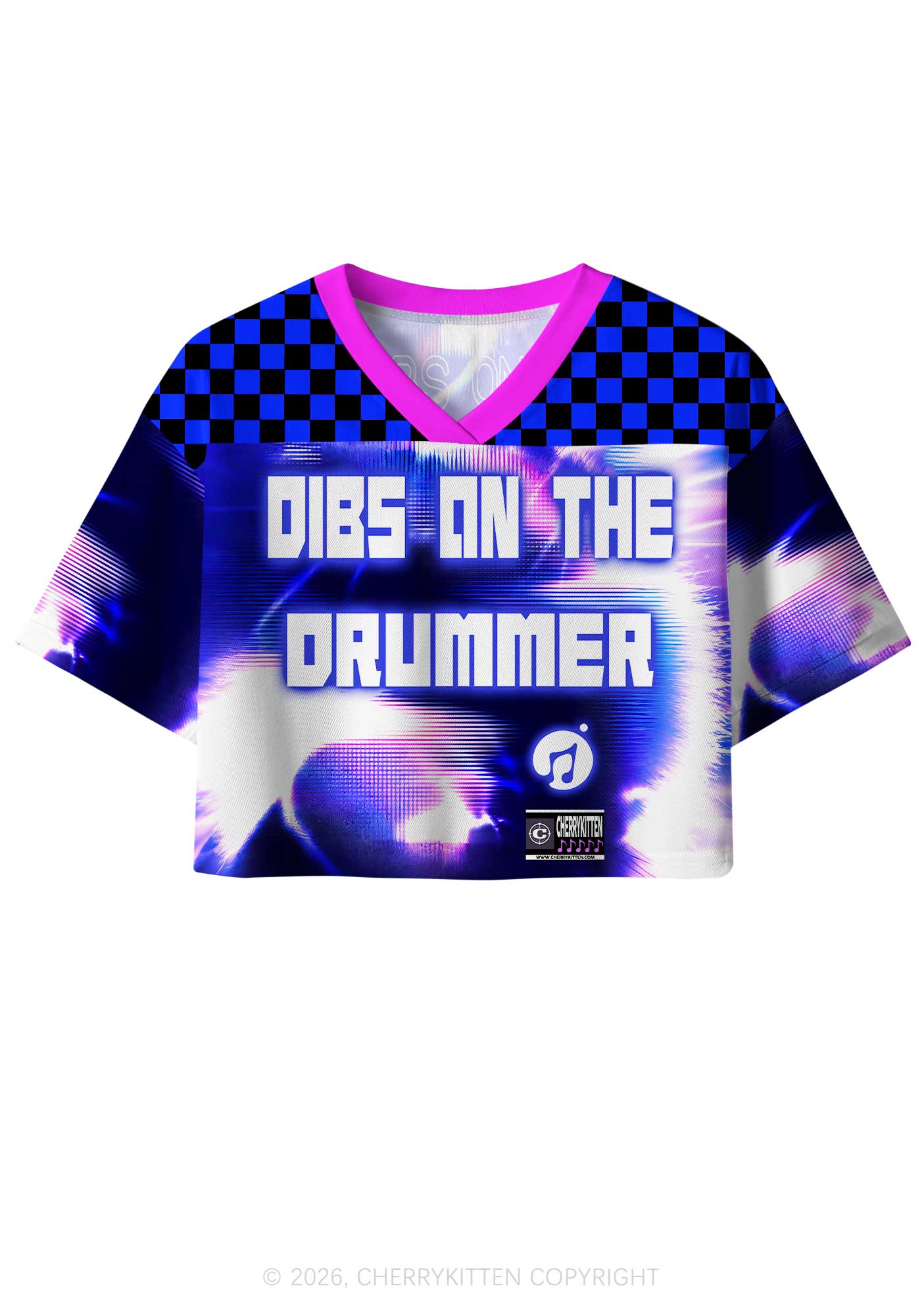 Blue Sound Wave Dibs On Drummer Y2K Crop Sport Jersey Shirts Cherrykitten