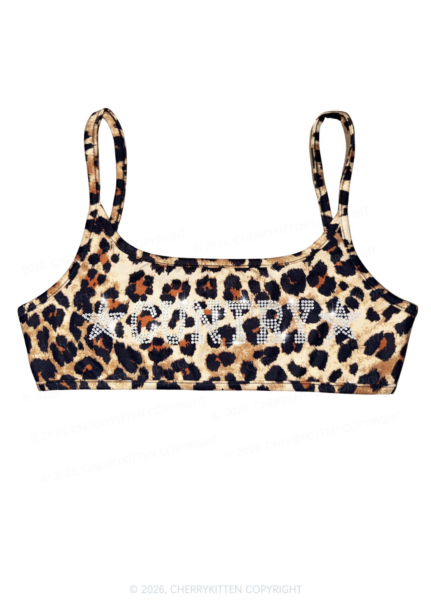 Rhinestone Cuntry Y2K Super Crop Cami Cherrykitten