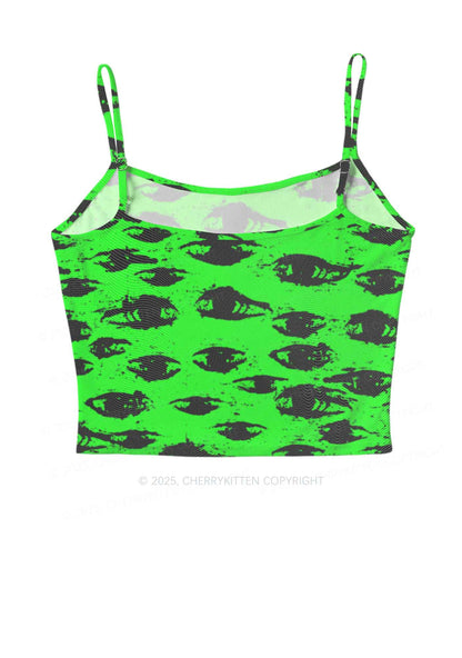 Eyes On Bright Green Y2K Mesh Cami Tank Cherrykitten