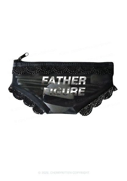 Father Figure Silver Foil Printed Y2K Briefs Shape Cosmetic Pouch Cherrykitten