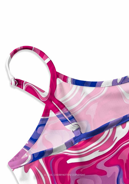 Bisexual Liquid Tie Dye Pride Y2K Print Cami Crop Top Cherrykitten