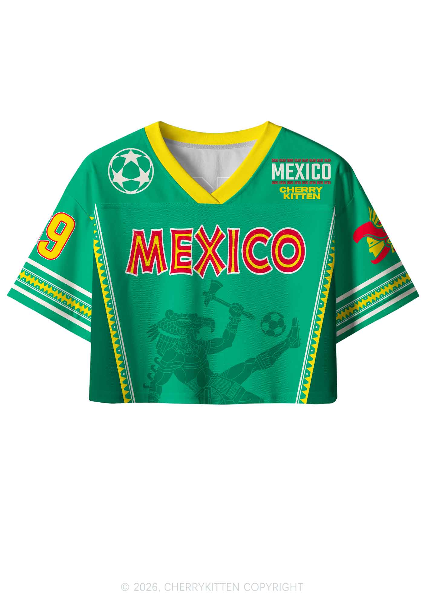 Custom Mexican Ancient Tribal Figure Y2K Crop Sport Jersey Shirts Cherrykitten
