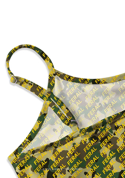 Wild Camouflage Feral Y2K Print Slip Dress Cherrykitten